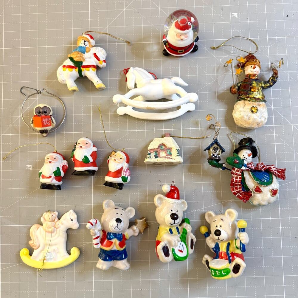 Vintage Christmas Ornaments Arts & Crafts Assorted Lot Of 14 Hallmark Ceramic